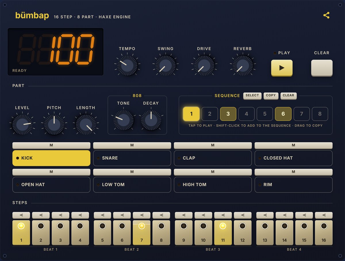 bümbap: una drum machine, quattro front end